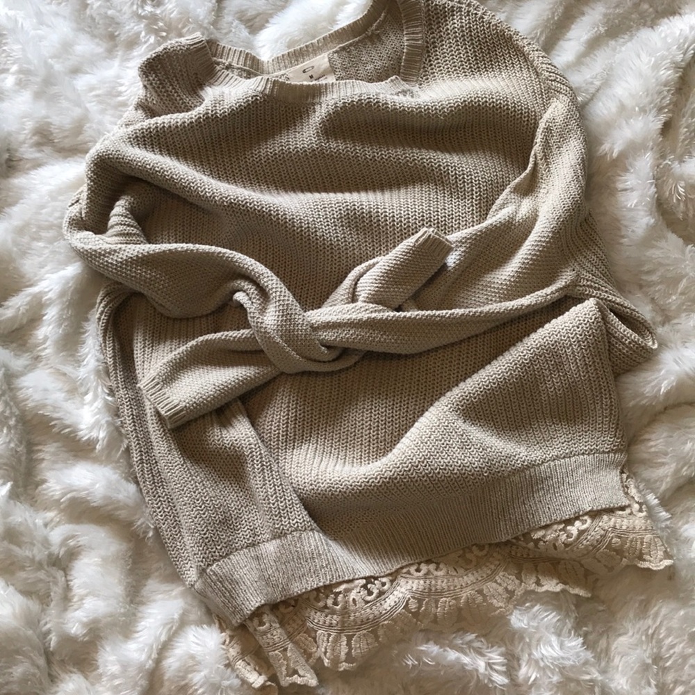 Urban Outfitters Lace Hem Sweater